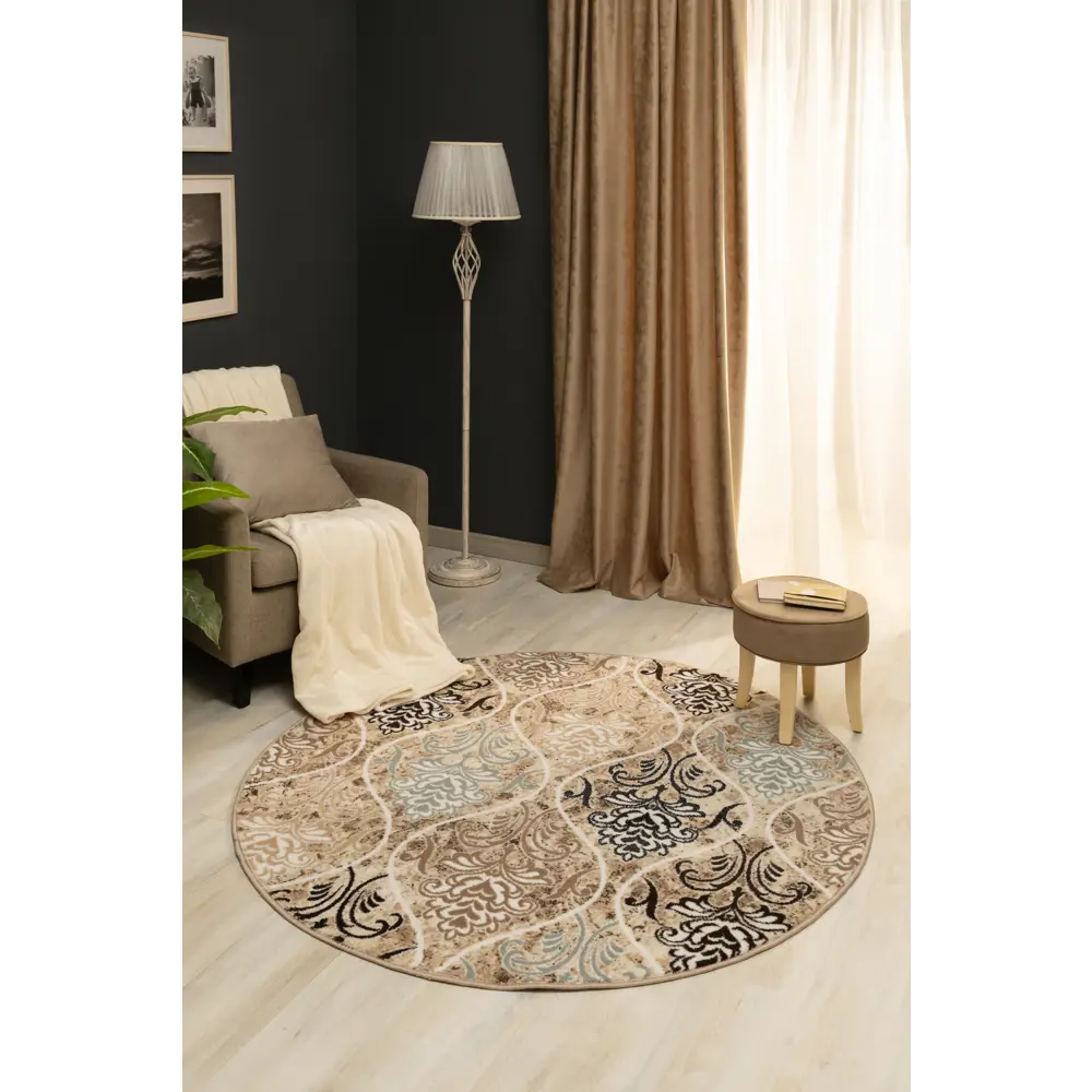 Ковер полипропилен Люкс L013 KP ø150 см цвет бежевый MERINOS STLM-2086044 - Вид №5