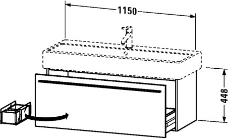 Тумбочка подвесная X-Large #XL6047 1150 x 443 мм Duravit XL604701212 - Вид №1