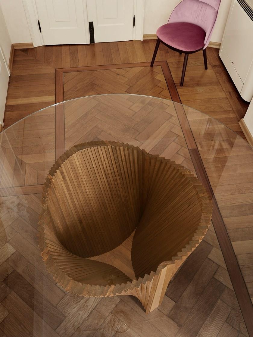 Natisa Круглый стеклянный стол и основание из ясеня Wave sun-id-1516241 - Вид №1