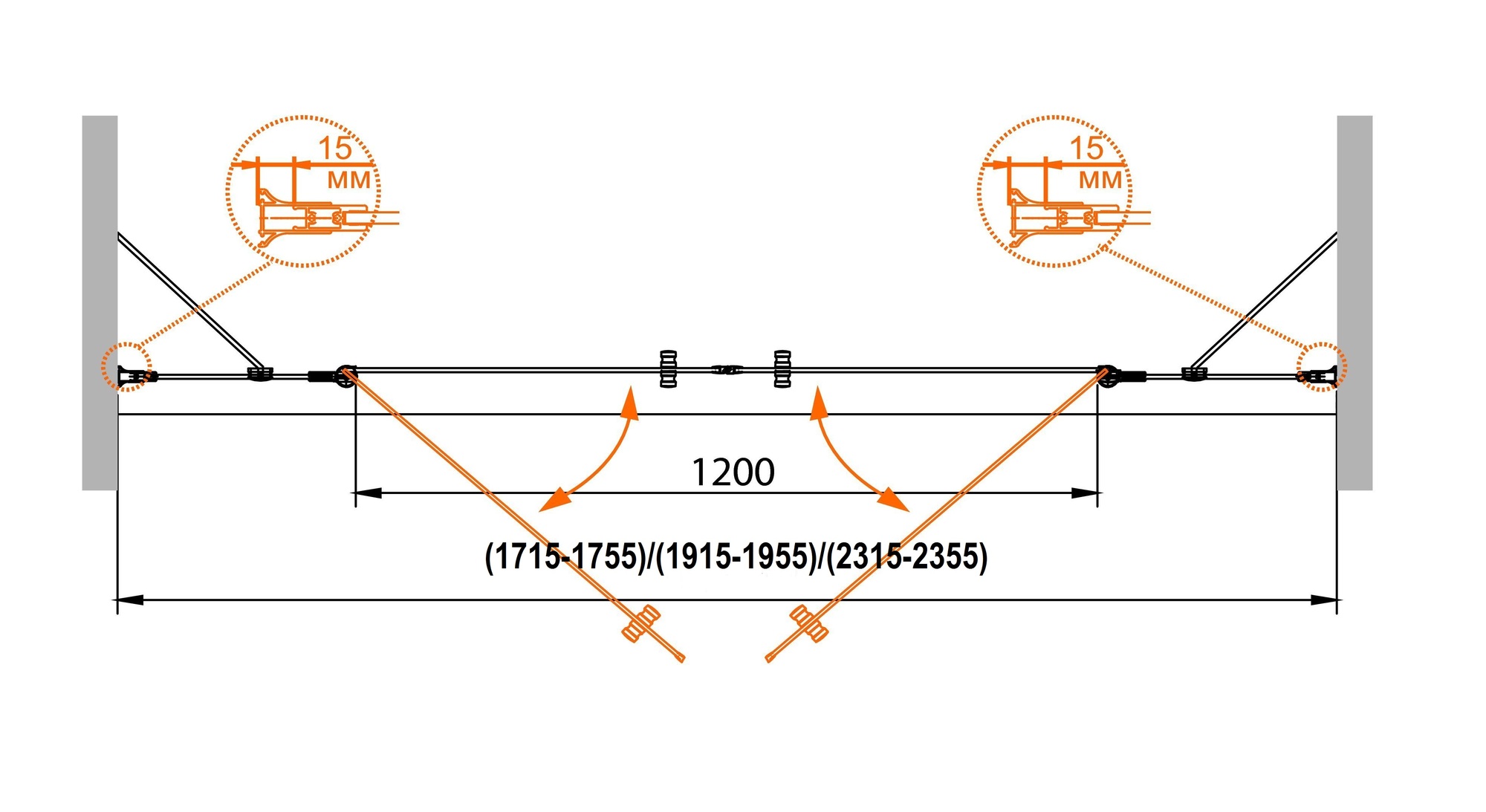 Душевая дверь в нишу CEZARES ROYAL PALACE-A-B-22-180-C-Br - Вид №1