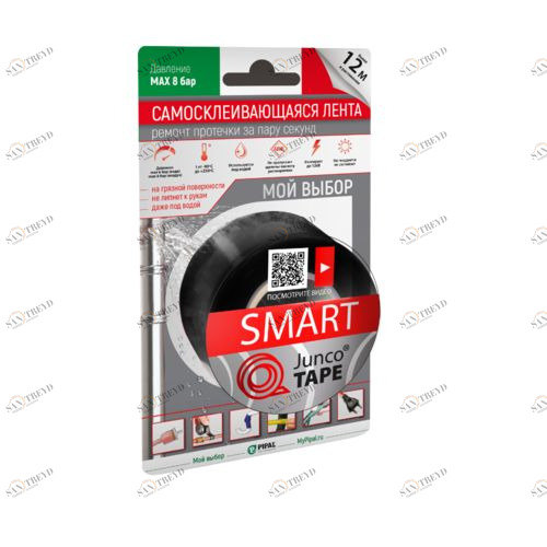 Самосклеивающаяся силиконовая лента JuncoTAPE® Smart, 25,4 x мм x 3 м x 0,5 мм, черная PIPAL CHEMICALS JuncoTAPE Smart JTSR