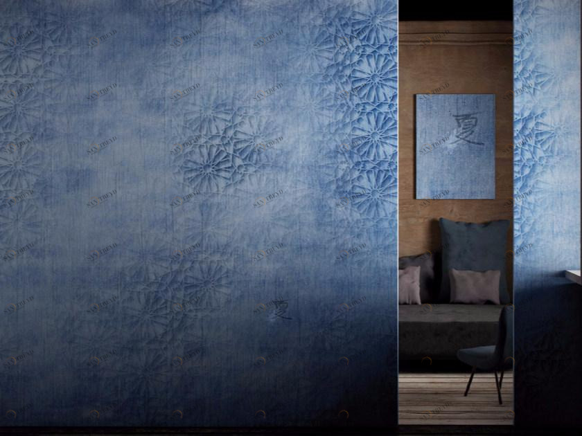 GLAMORA Моющиеся виниловые обои с цветочными мотивами Denim sun-id-1428535