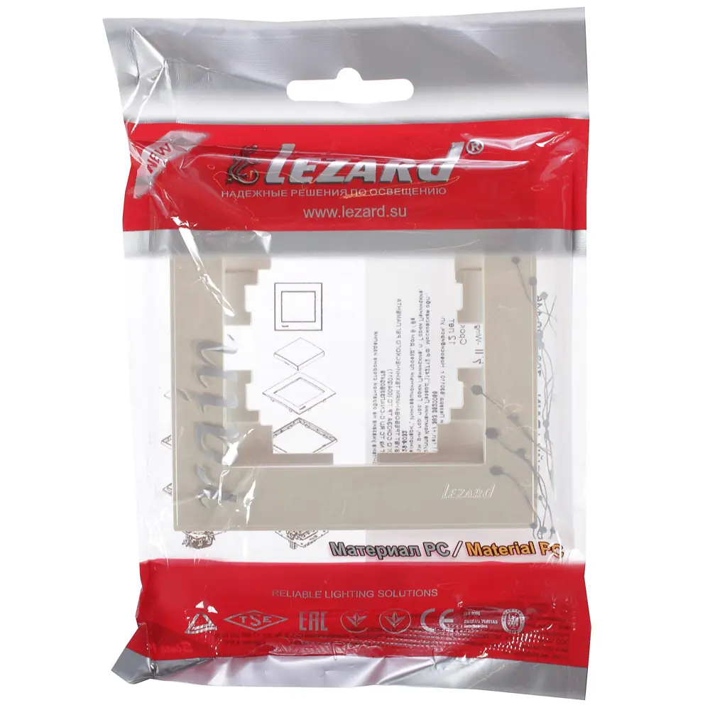 Рамка для розеток и выключателей Lezard Rain 1 пост, цвет жемчужно-белый Виктория STLM-2061931 - Вид №1