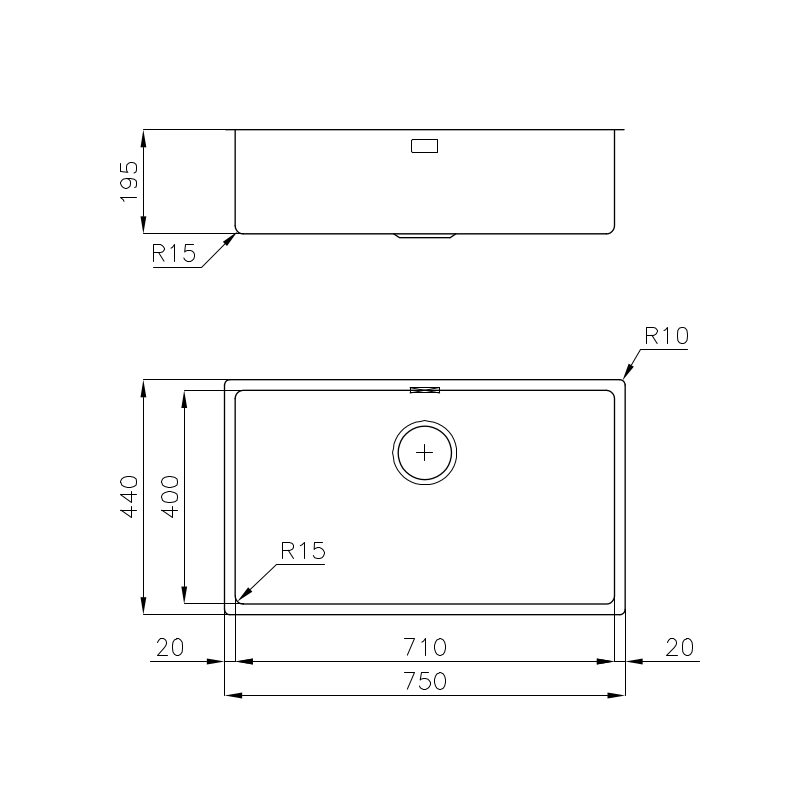 2157056 Кухонная мойка KE Filotop Gun Metal 2157556 Foster  - Вид №1