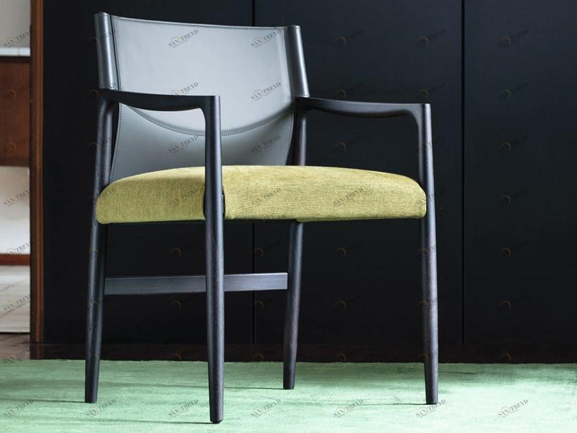 Porada Деревянный стул с тканевой и кожаной обивкой Nineteen sun-id-1433524