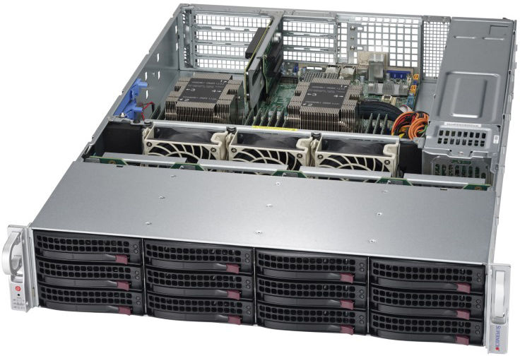 SYS-6029P-WTRT server ( x11ddw-nt, cse-826bac4-r920wb) (lga 3647, 12xddr4 up to 1.5tb ecc 3ds lrdimm, 12x3.5" sas/sata drive bays (4 nvme/sas3/sata3 hybrid drive bays), 2x 10gbase-t ports via intel c622, 1 vga, 4 usb 3.0 (rear), 1200w redundant power) Sup Santreyd 