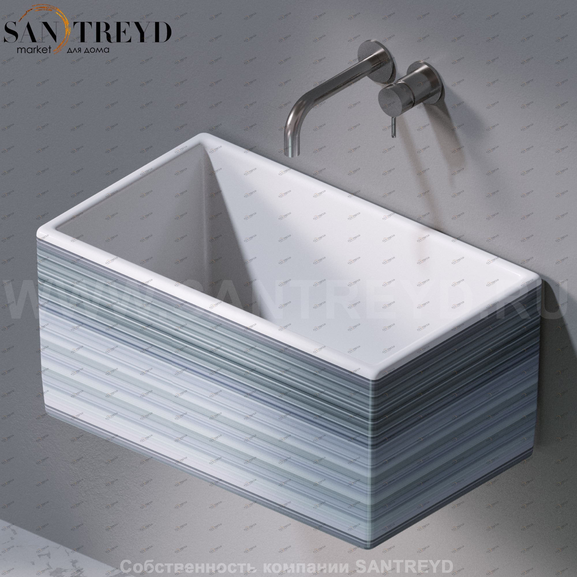 L112431 Подвесная раковина настенная прямоугольная A. e T. Italia Tower белая AeT ITALIA