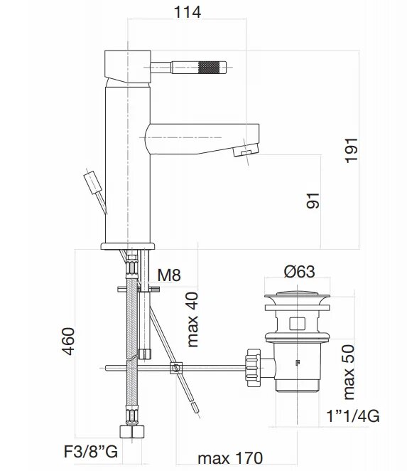 RI830102010 Смеситель для раковины Webert Rimini - Вид №1