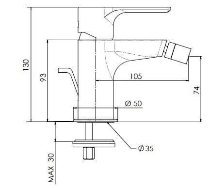 Смеситель для биде из хромированной латуни Remer Rubinetterie Energy ARCH-00029961 - Вид №2