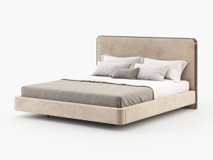 Двуспальная кровать из ткани с мягким изголовьем