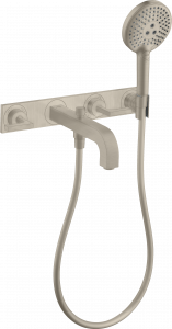 39442820 Смеситель для ванны на 3 отверстия, скрытого монтажа, настенный с рычажными ручками и тарелкой AXOR CITTERIO