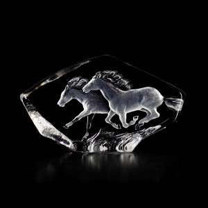 33716 Скульптура из прозрачного хрусталя "Лошади", 180/105 мм. Maleras