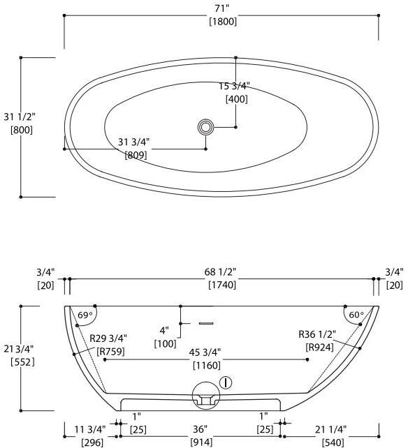 Blu Bathworks® Отдельностоящая овальная ванна цвета blue ∙ stone ™ Halo Bt0408.02 - Вид №2