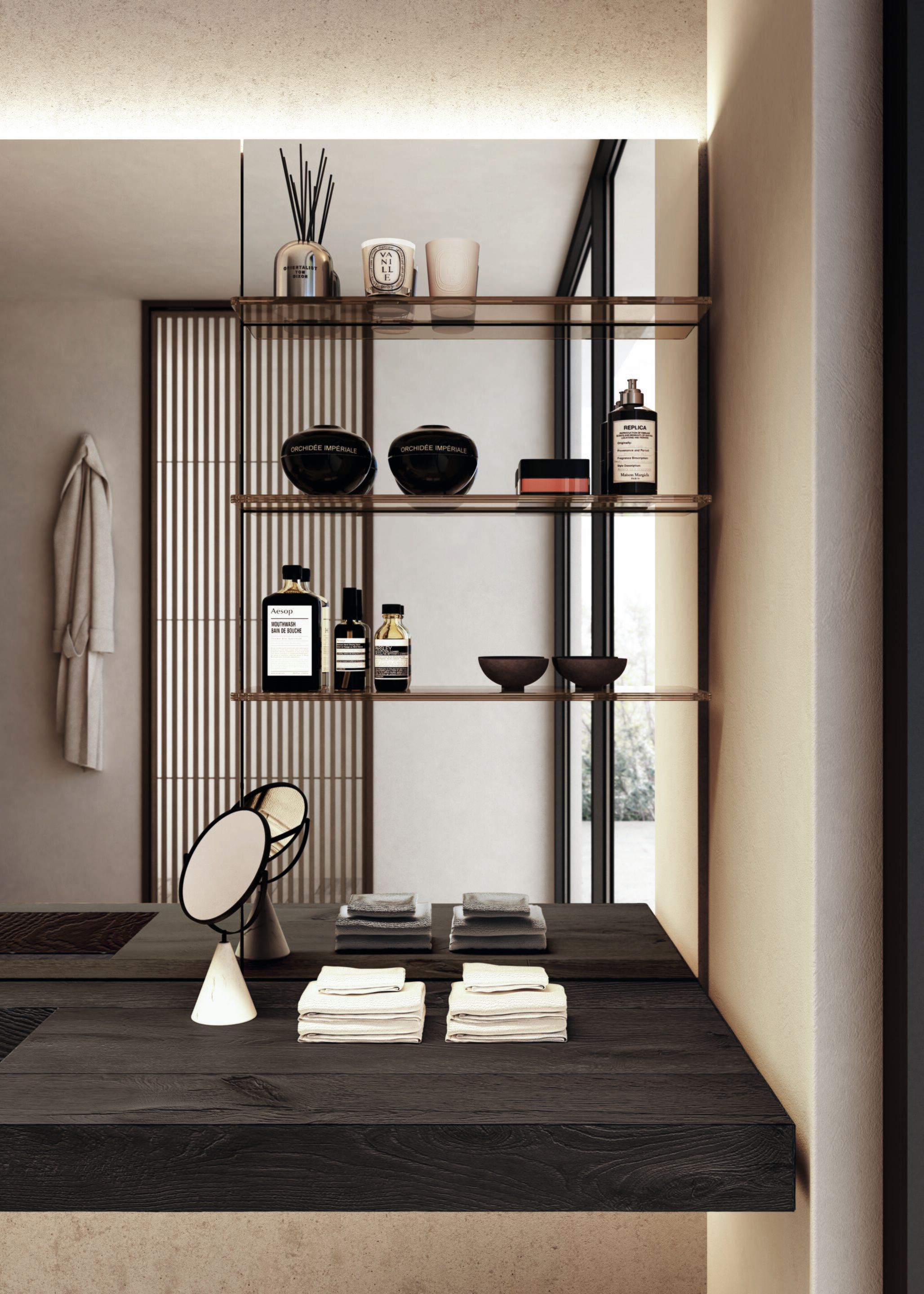 Подвесной умывальник из дерева и стекла с столешницей Lago DEPTH ARCH-00150267 - Вид №5