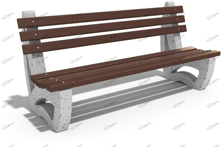ENCHO ENCHEV - ETE Скамейка из бетона и дерева со спинкой  39 
