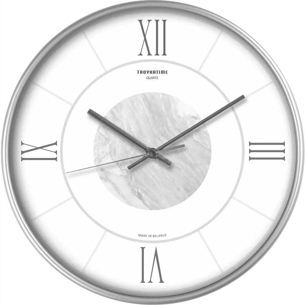 Часы настенные Troykatime круглые пластик цвет серебристый бесшумные ø30 см NEO-CLASSIC STLM-2138259