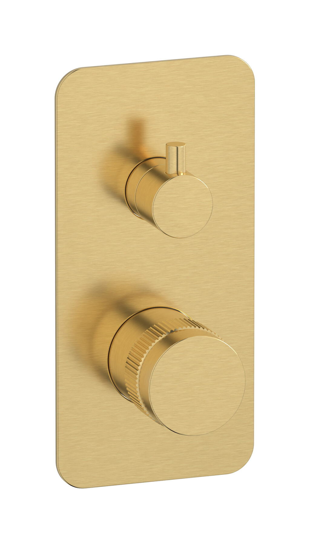 Прогрессивный настенный смеситель для душа на 2 потребителя. WE ARE IB rx310os Brushed Gold Reflex