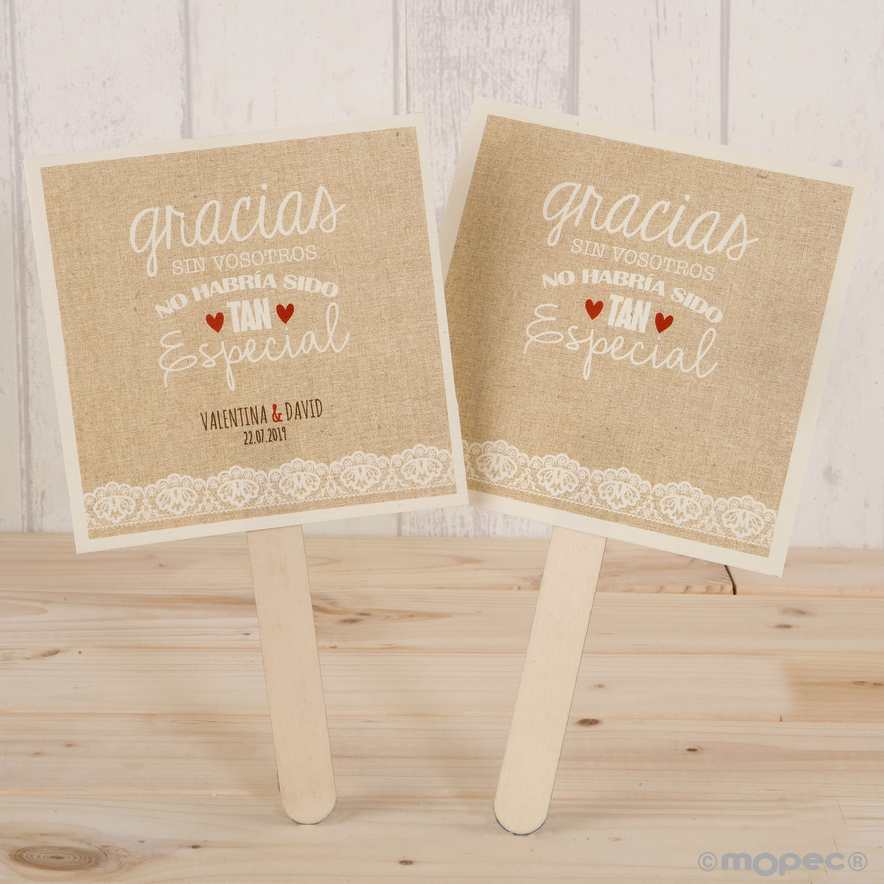 WX394 Пай пай Бумажный веер, «спасибо без вас ...», 25 единиц. Dekoraniaevents Bodas  - Вид №1