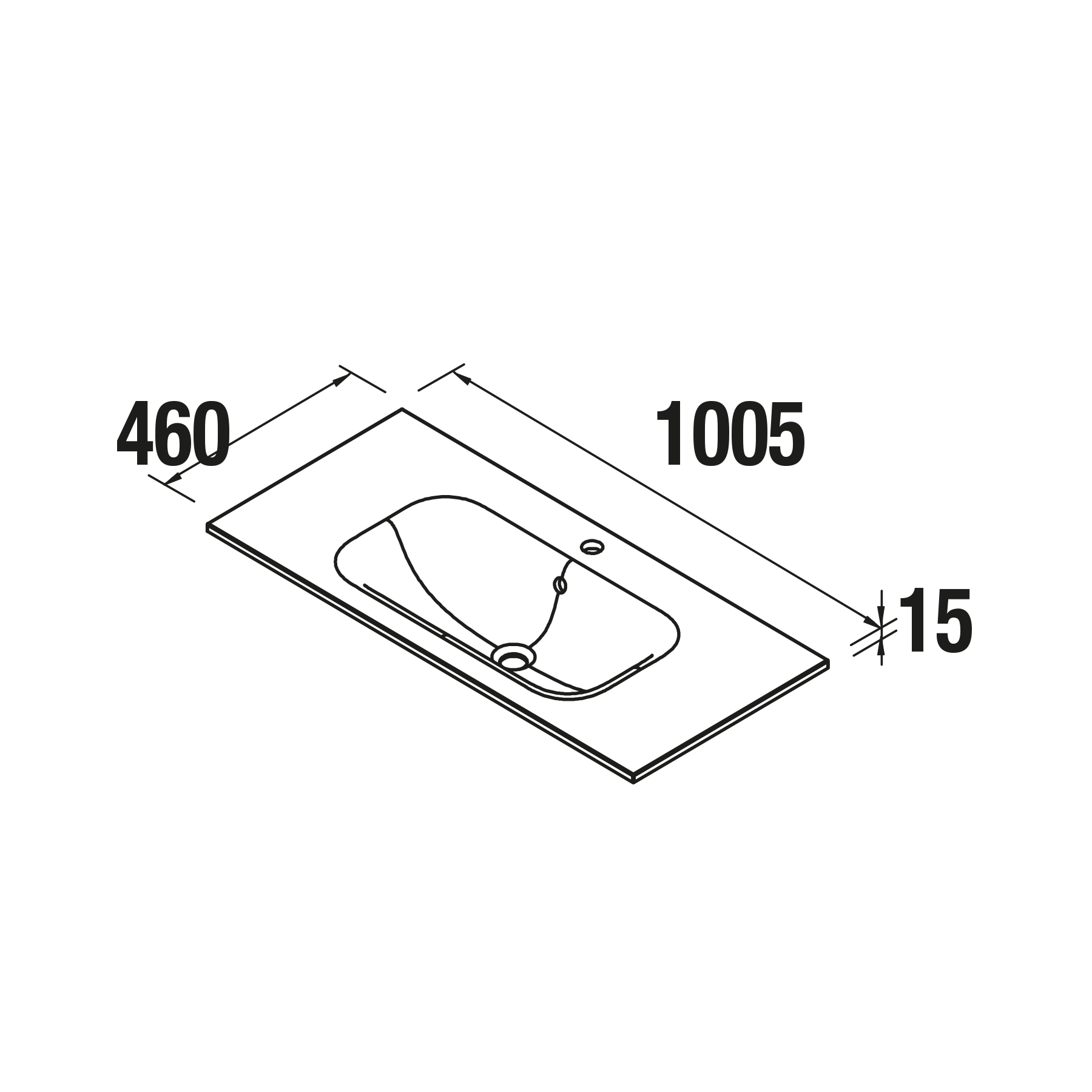 81873 SALGAR Раковина SIBERIA 1005 1 раковина MINERAL SOLID 1005 x 15 x 460 мм  - Вид №1