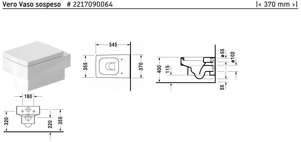 221709 Подвесной унитаз настенный Белый Duravit Vero Германия - Вид №2