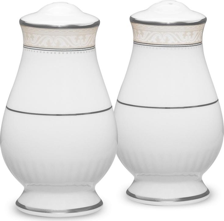 54844 Noritake Набор для соли и перца Noritake "Монтвейл, платиновый кант" 8,5см Фарфор костяной 