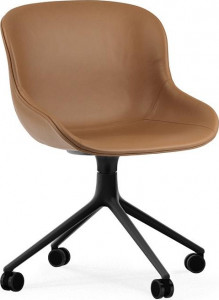 604593 Chair Swivel 4W Полная обивка Черный алюминий / Ультра кожа Normann Copenhagen Hyg