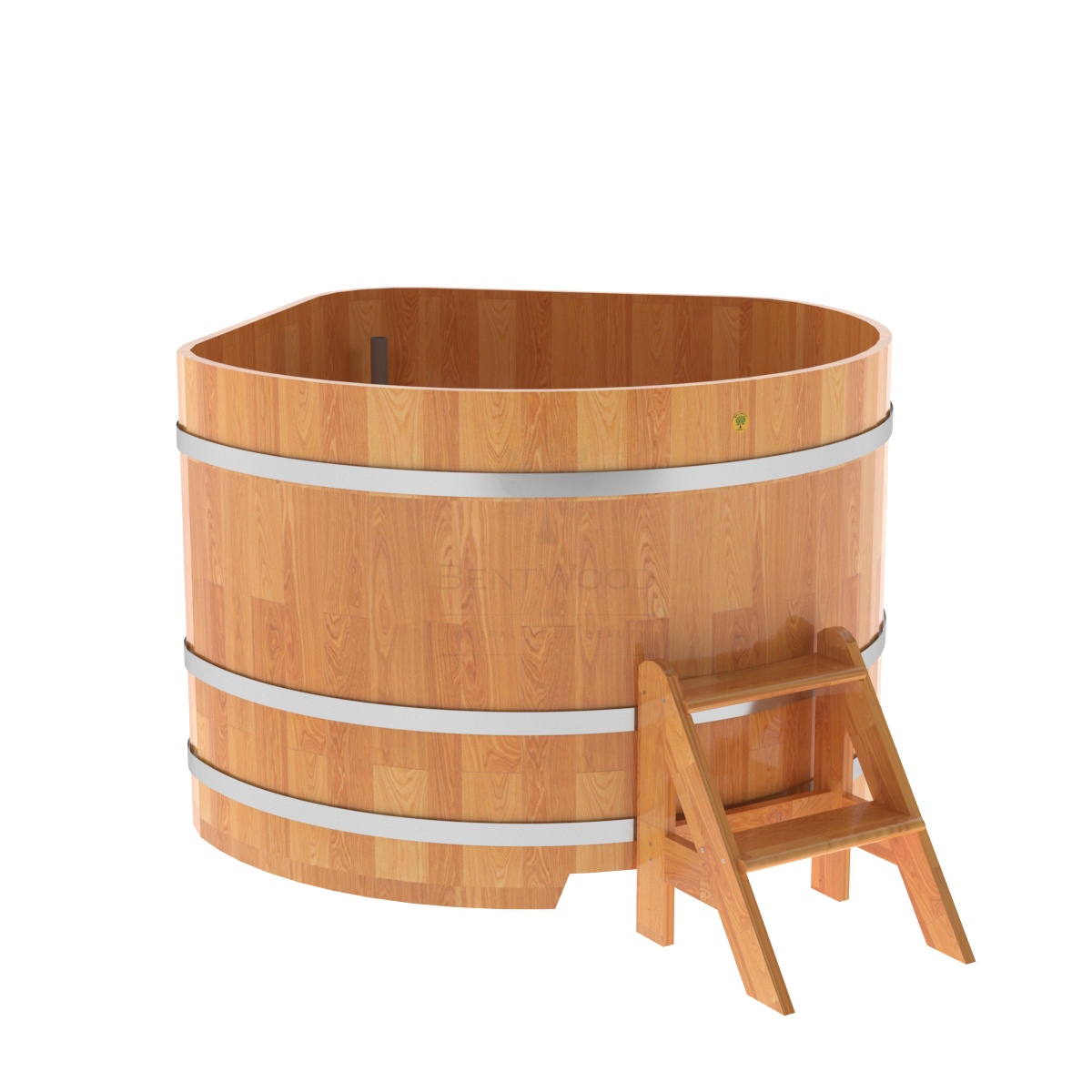 1582 Купель угловая из сращенных ламелей лиственницы 1,37х1,37х1,0 натуральная Alyarus 