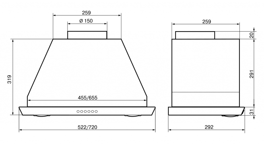 5370336 Вытяжка полновстраиваемая ELIKOR Врезной блок 52П-650-Э3Д черный STDN-0094513 - Вид №1