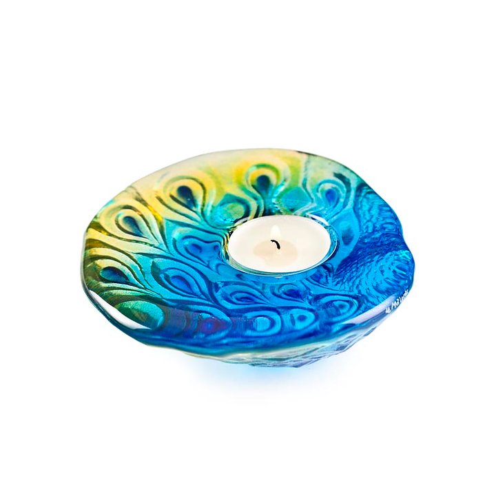 69038 Подсвечник "Павлин", голубой/зелёный, 140 мм. Maleras 