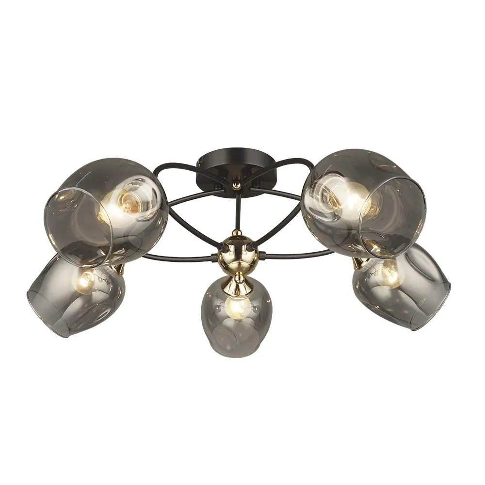 Люстра потолочная Семь огней Климин 5 ламп, 15 м², цвет чёрный/хром STLM-2001735