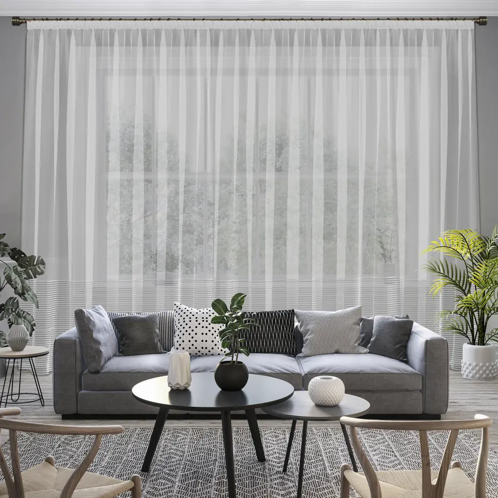 Тюль 1 м/п Сетка с мережкой 300 см цвет серый GARDEN STLM-2017098 - Вид №3