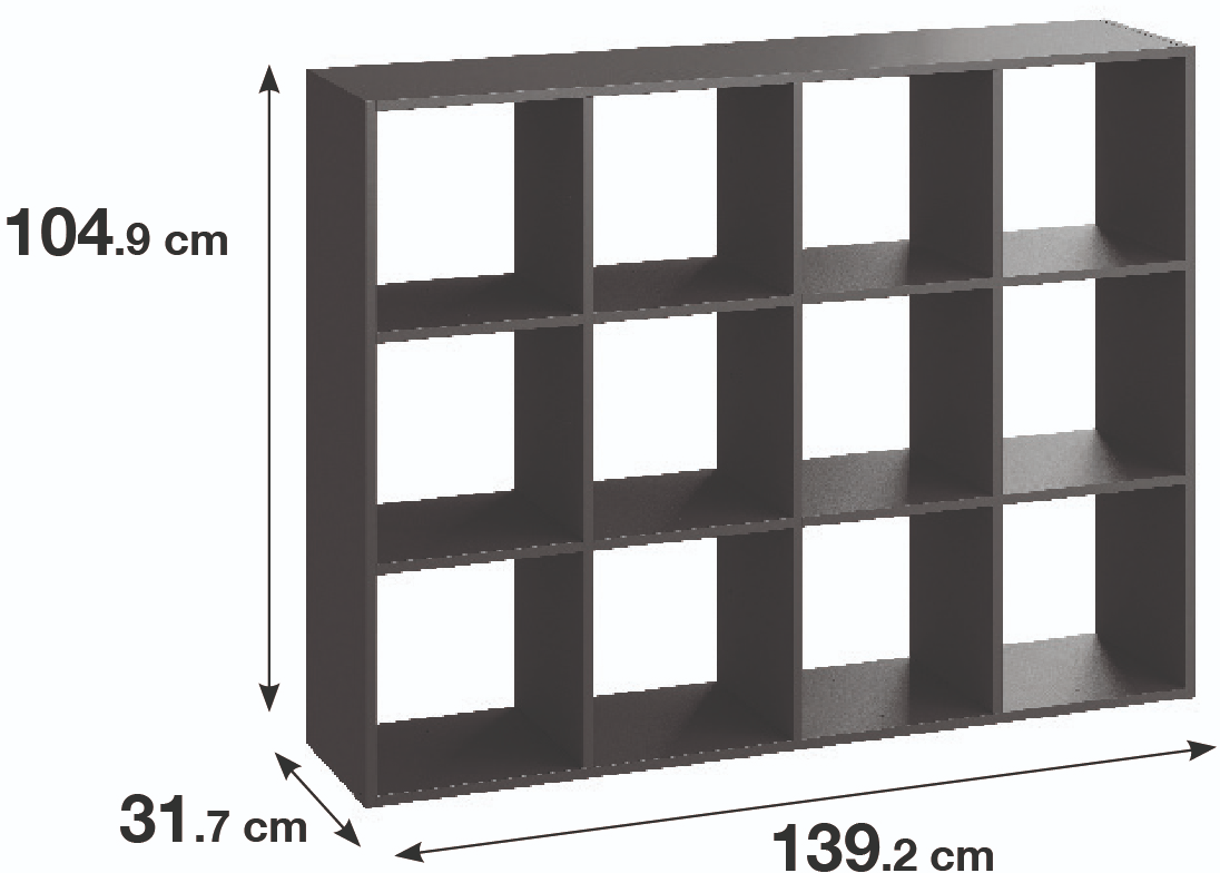 82731893 Стеллаж KUB 12 секций 105x139x32 см ЛДСП цвет графит STLM-0034884 SPACEO