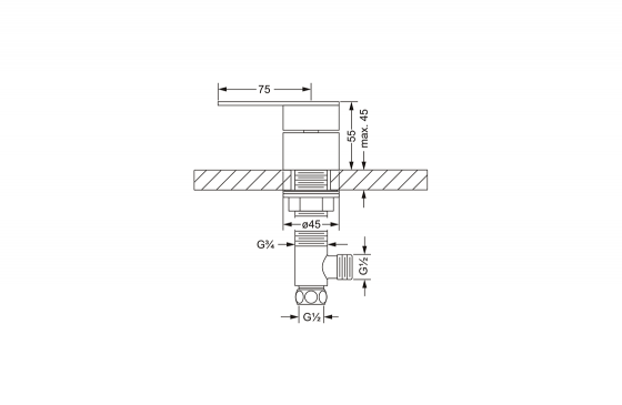 Боковой вентиль ½", для горячей воды JOERGER Plateau 630.10.345.000 - Вид №1