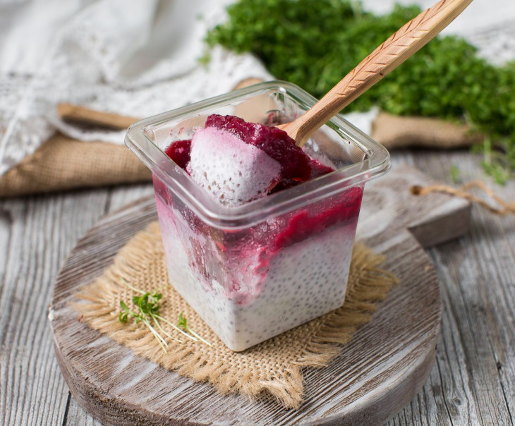 5792 Панакота вегетарианская с семенами чиа и малиной Вкусляндия  - Вид №2