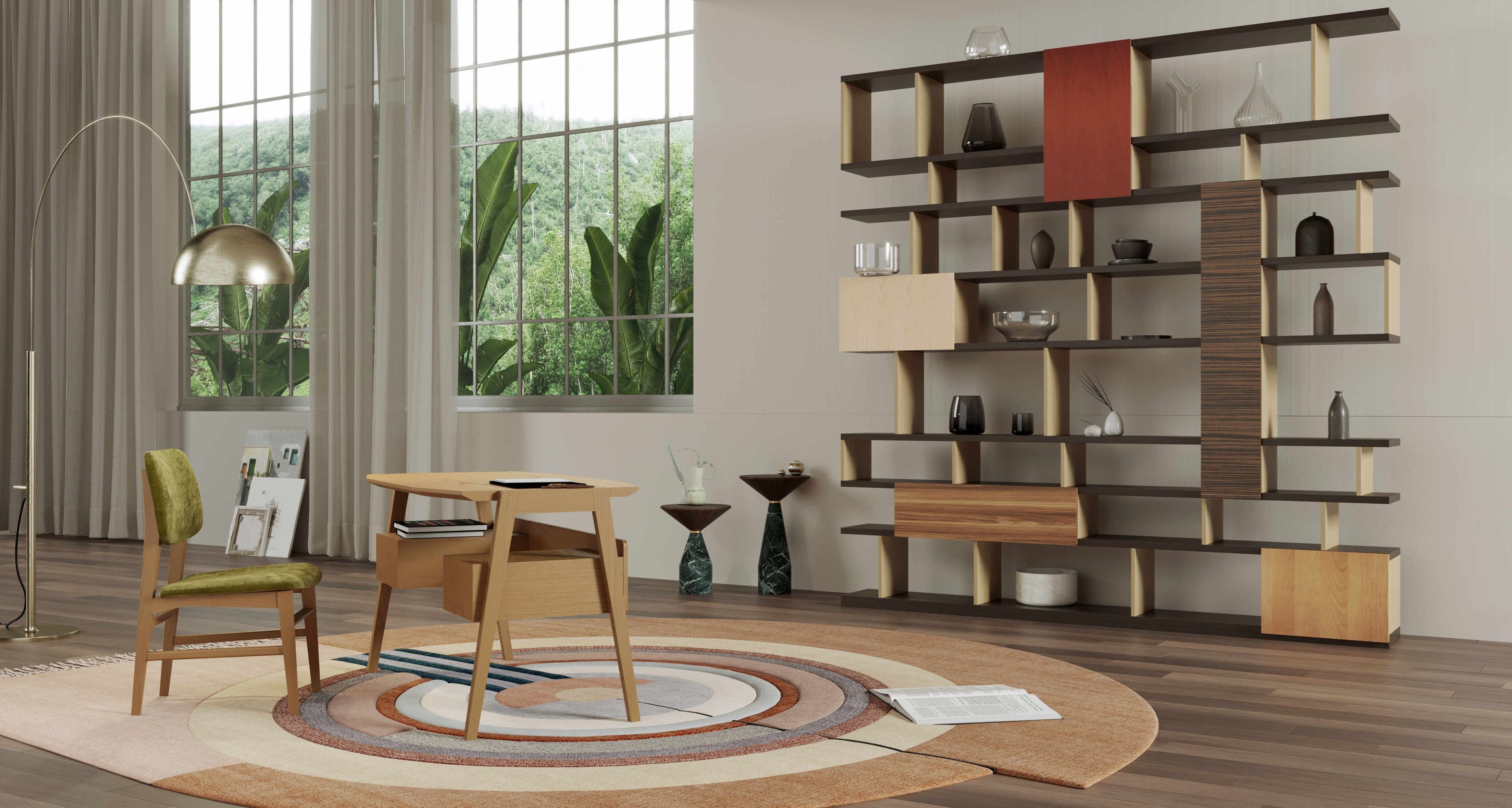 Круглый журнальный столик из ясеня и мрамора Morelato CINO ARCH-00009047 - Вид №1