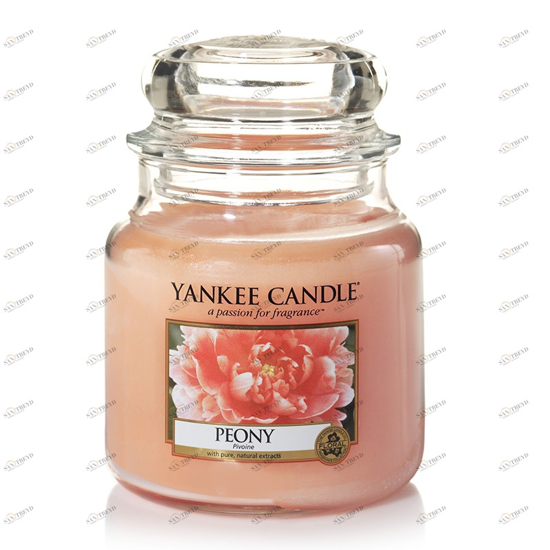 Свеча средняя в стеклянной банке "Пион" Peony 411 гр 65-90 часов YANKEE CANDLE  267999 Розовый 