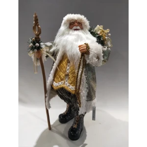 Фигурка декоративная «Дед Мороз с посохом», 60 см, пластик, цвет золотой