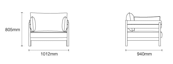 Садовое кресло с подлокотниками из тикового дерева и ткани Case Tanso ARCH-00128900 - Вид №2