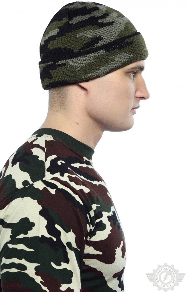 58785 Шапка вязаная камуфляж зеленая  Головные уборы  размер Спецодежда  - Вид №4