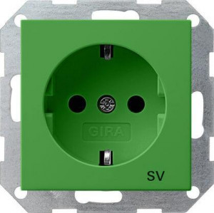 Розетка Gira System 55 Schuko SV с/з 16A 250V безвинтовой зажим зеленый 045502