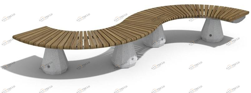 ENCHO ENCHEV - ETE Модульная изогнутая скамья из дерева и бетона  156 