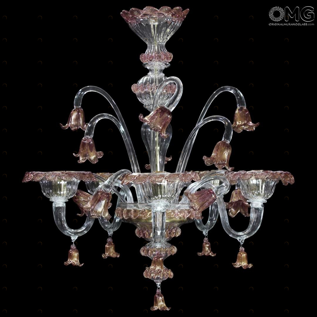 1129 ORIGINALMURANOGLASS Люстра Аметистово-Золотой Тюльпан - Флорал - муранское стекло OMG 60 см 