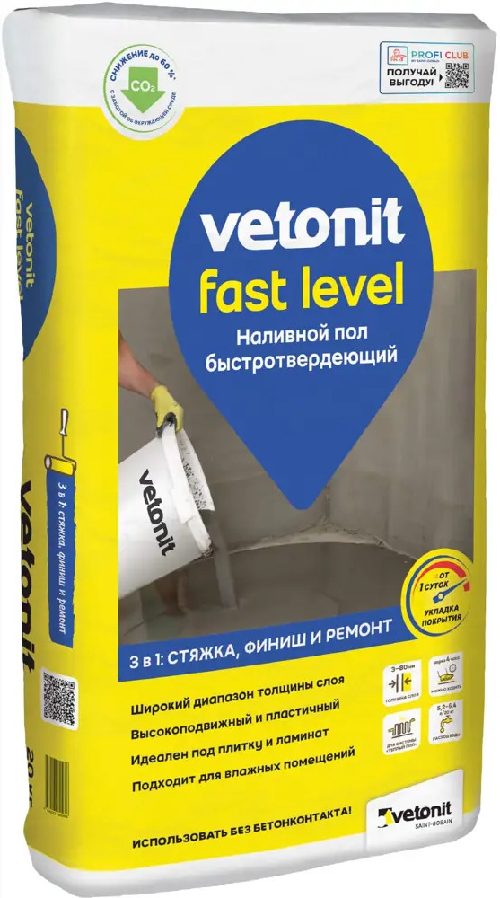 15909292 Наливной пол Vetonit Fast Level 20кг STLM-0006486