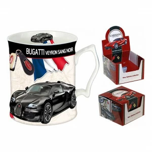 Кружка фарфоровая 0,44 л бело-черная "Бугатти Вейрон" CARMANI РЕТРО АВТОМОБИЛИ 00-3946507 Белый;черный