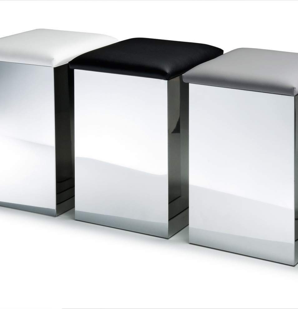 Корзина для белья CASE HK 1 DECOR WALTHER Сталь полированная / Искусственная кожа белая 506450  - Вид №2