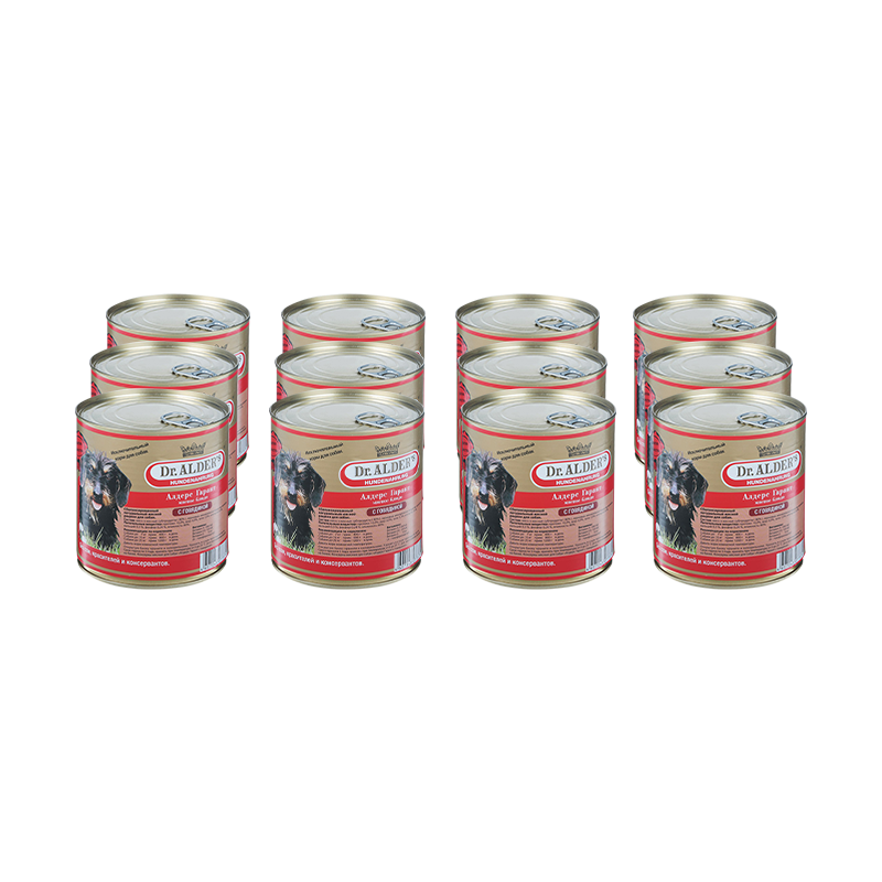 ПР0035365*12 Корм для собак Алдерс Гарант 80%рубленного мяса Говядина конс. 750г (упаковка - 12 шт) Dr. ALDER`s 