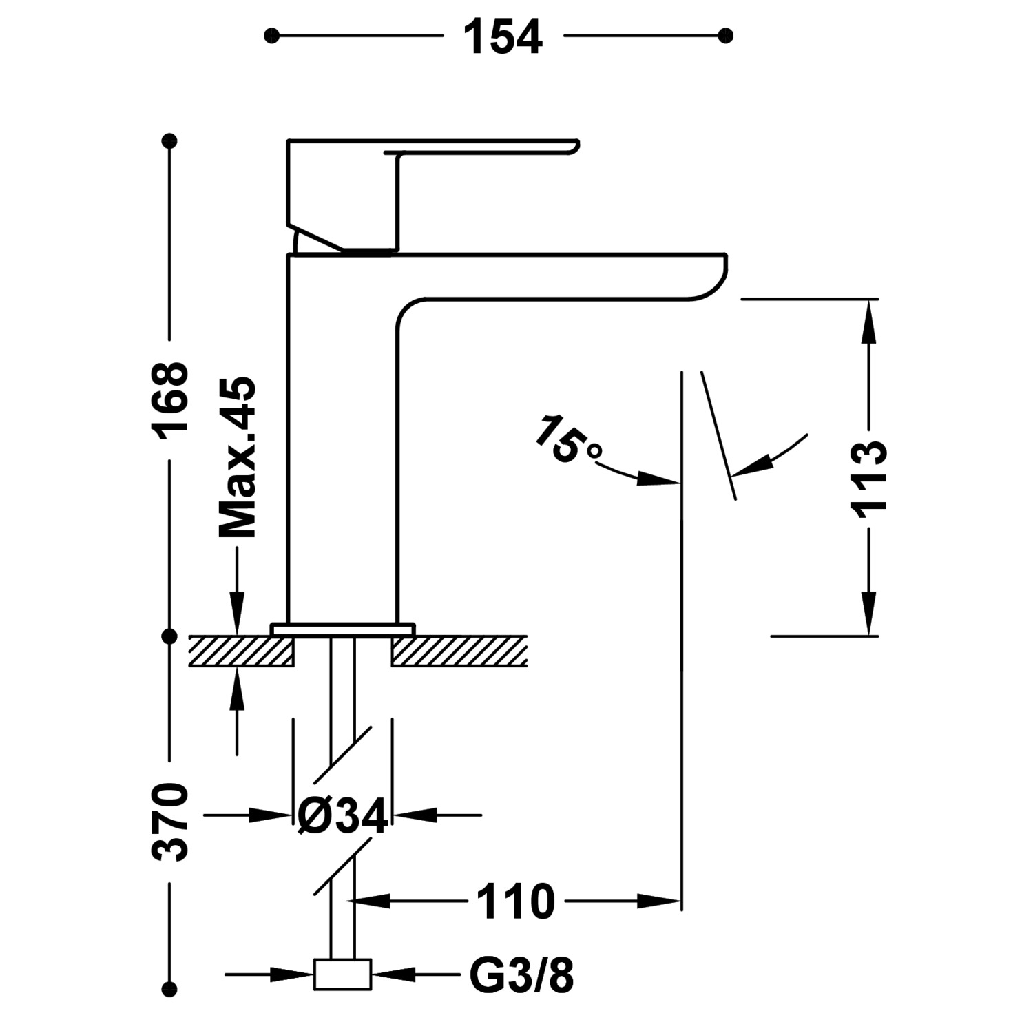 Смеситель для умывальника LOFT с одной ручкой-20010301OR TRES  - Вид №1