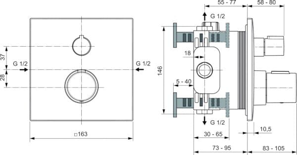 Встраиваемый термостатический смеситель для душа Ideal Standard Раковина ARCH-00141620 - Вид №3