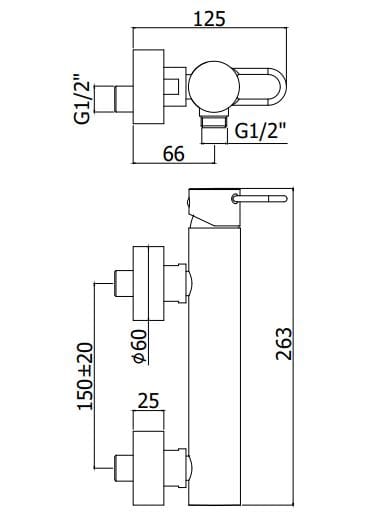 Смеситель для душа с 2 отверстиями RUBINETTERIA PAFFONI Joker ARCH-00143866 - Вид №2