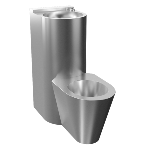 94283 Пьезо антивандальный комплект унитаза с умывальником, надольный унитаз, 24 В пост. SANELA